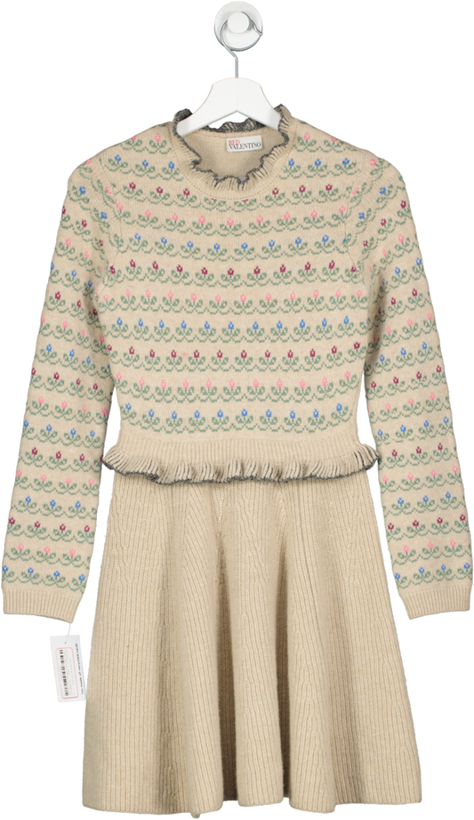 Red Valentino Beige Wool Blend Knitted Dress UK XS