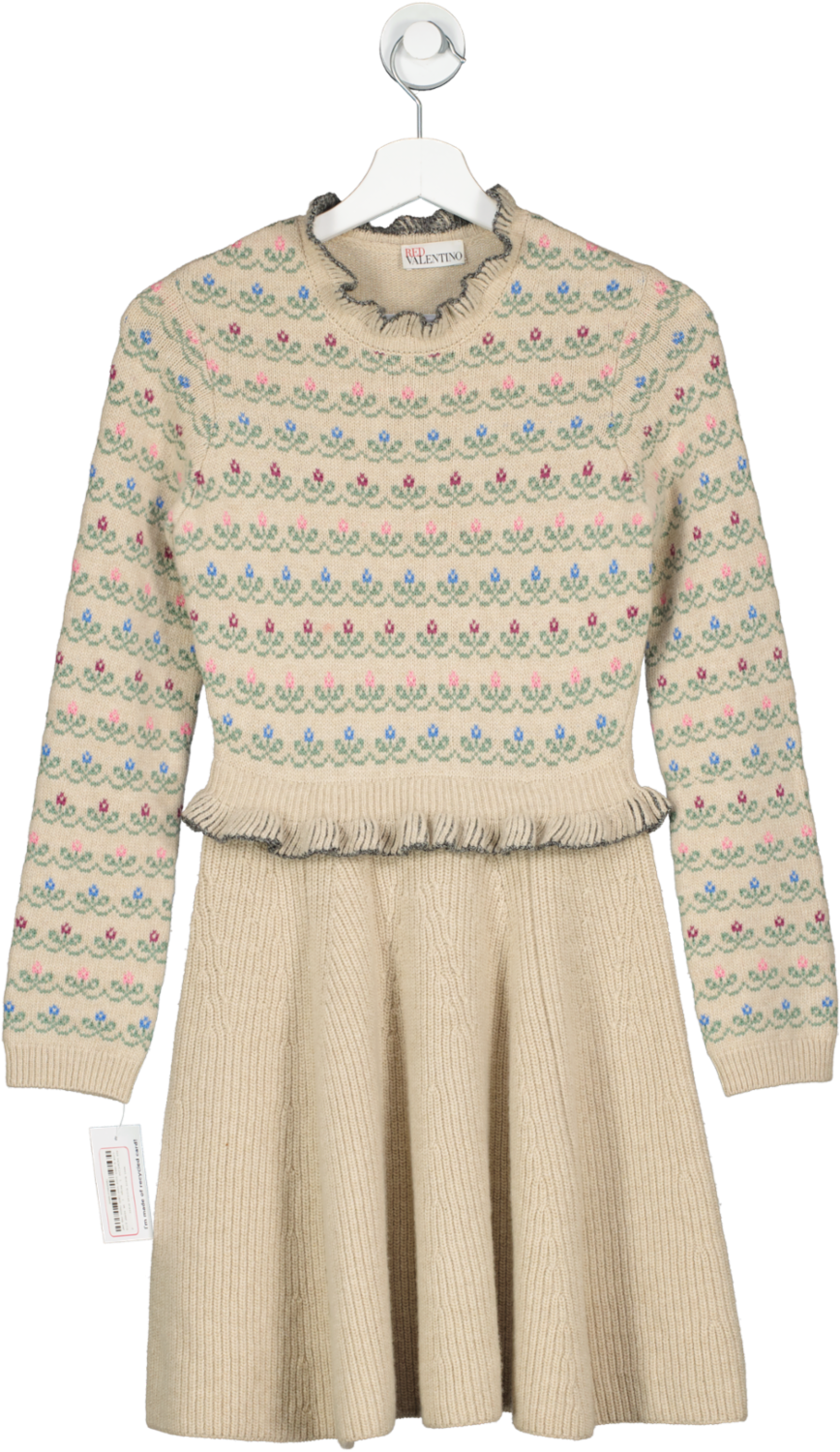 Red Valentino Beige Wool Blend Knitted Dress UK XS
