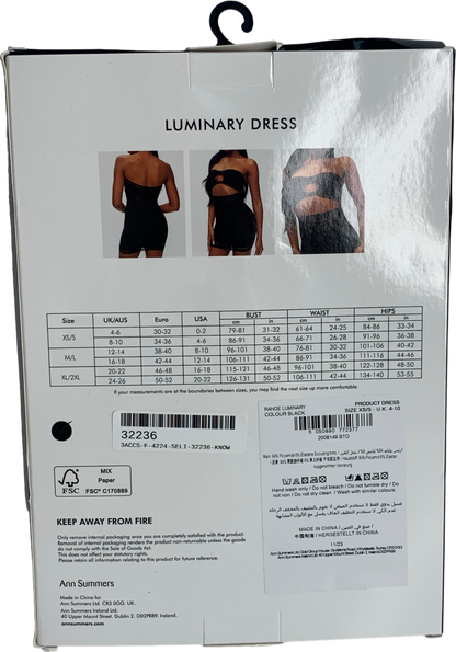 Ann Summers Black Luminary Dress UK XS/S