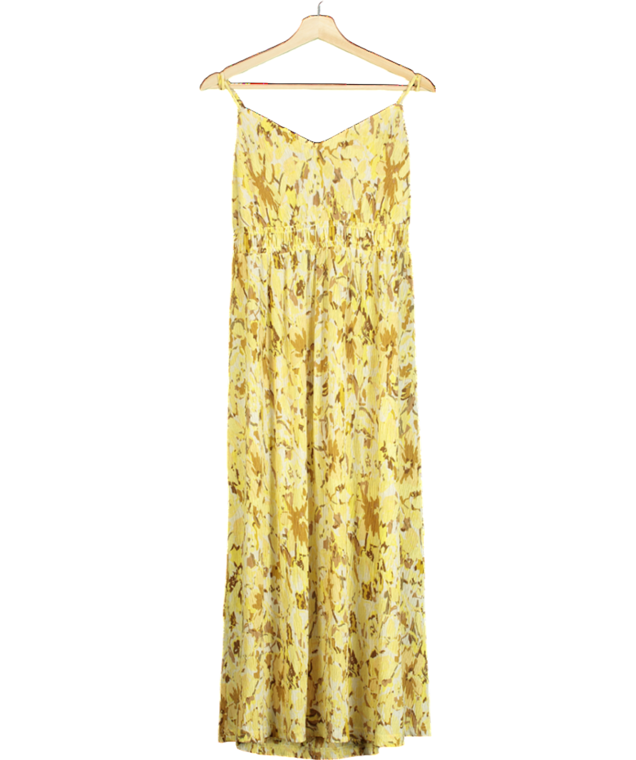 MANGO Yellow Cross-back Textured Dress UK XL