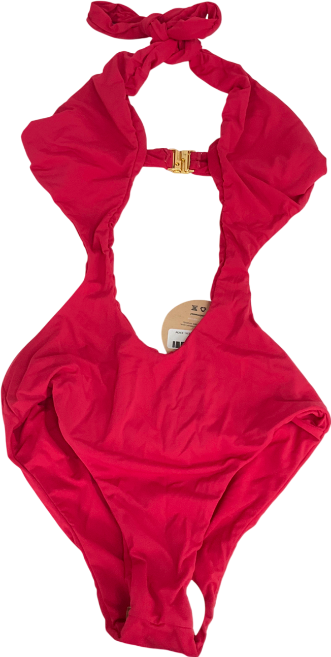 mabi swimwear Red Cut Out One-piece Swimming Costume UK S