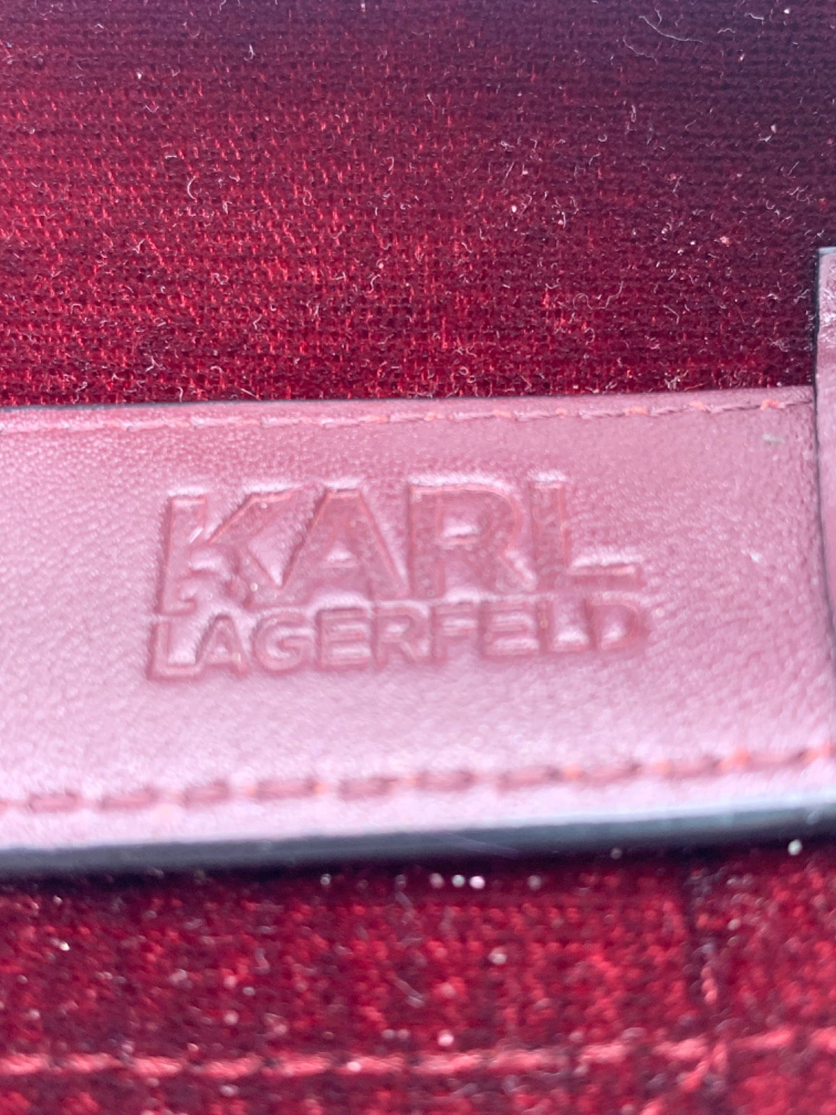 Karl Lagerfeld burgundy glitter Velvet Belt Bag