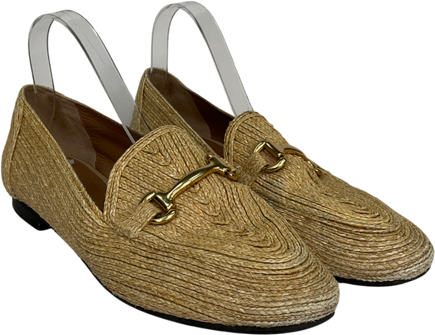 Uterque Beige Raffia Snaffle Loafers UK 8 EU 41 👠