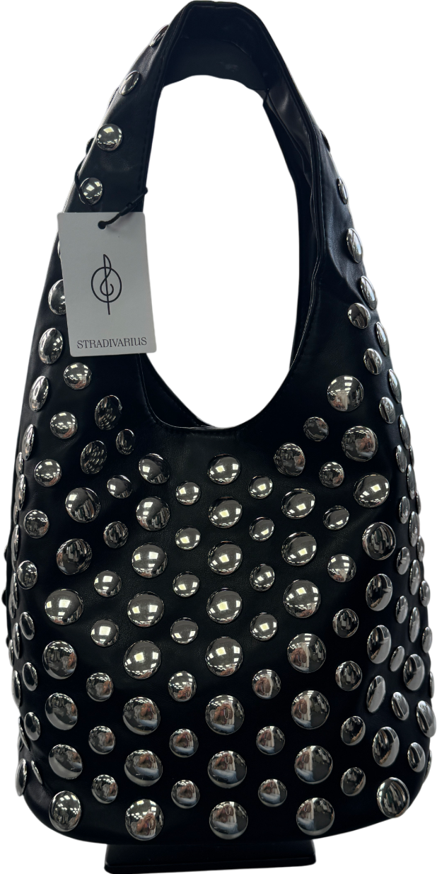 Stradivarius Studded Shoulder Bag In Black