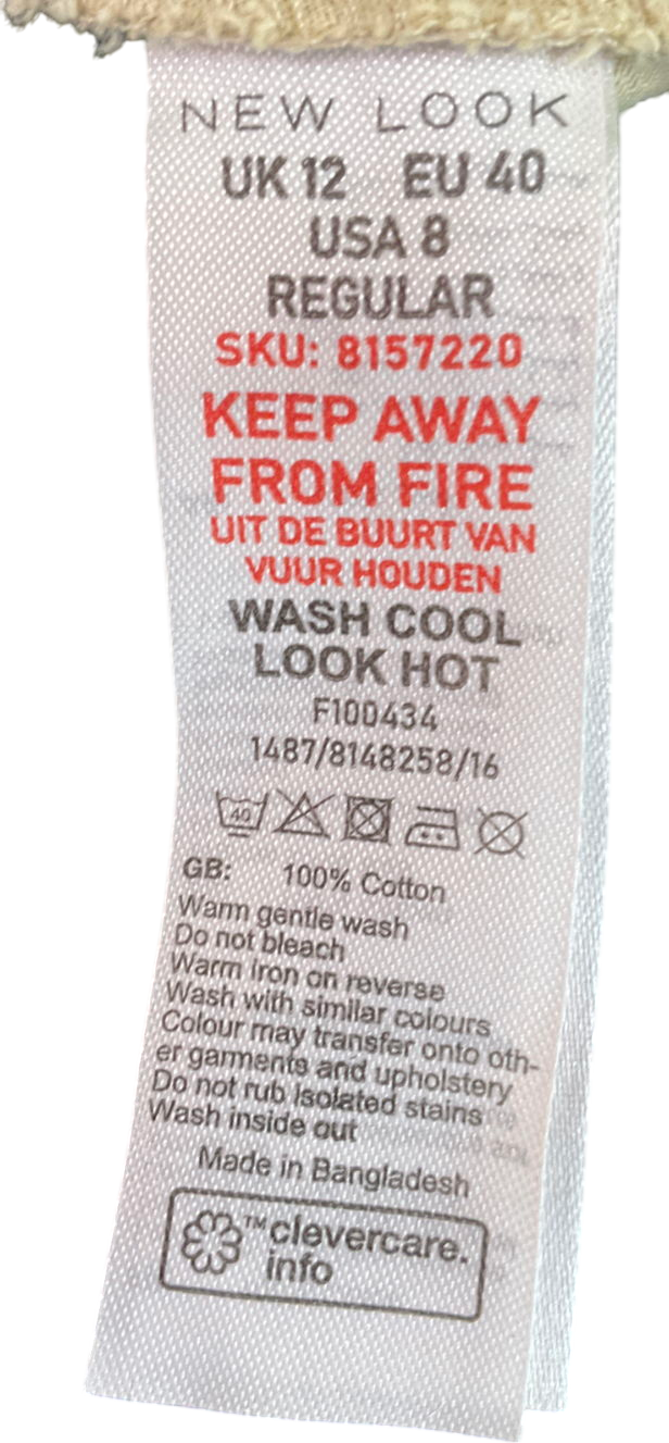 New Look Beige Stone Cotton Cuffed Cargo Trousers UK 12