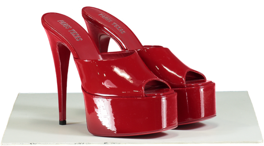 Paris Texas Red Patent Leather Platform Mules UK 4 EU 37