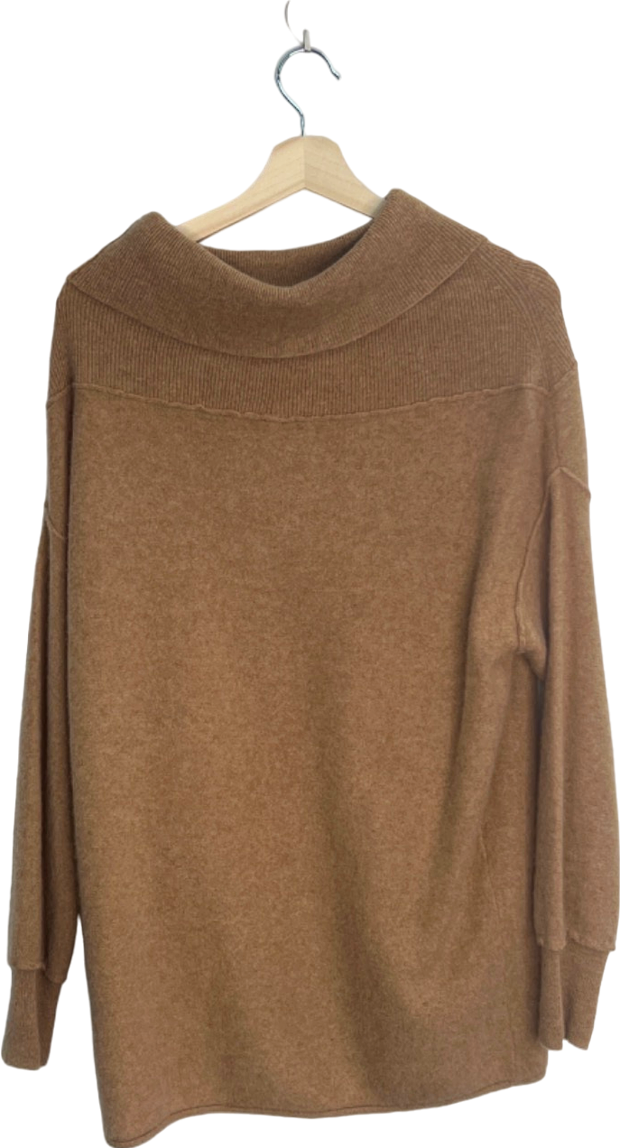 Free People Brown Cowl Neck Sweater XS UK 6