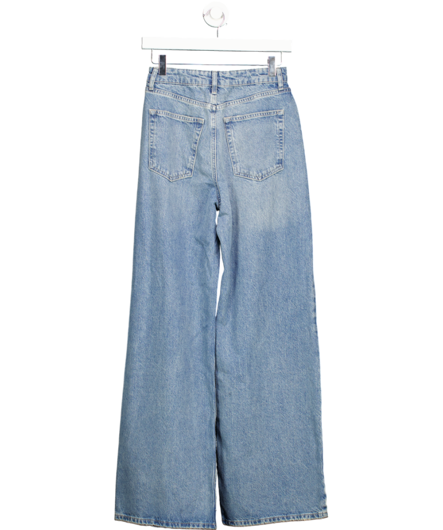 V by Very Light Blue Wide Leg Jeans With Rips - Mid Wash UK 8