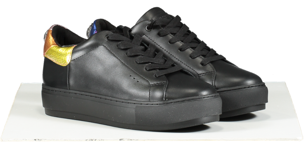 Kurt Geiger Black Laney Eagle Rainbow Detail Trainers BNIB UK 5 EU 38 👠