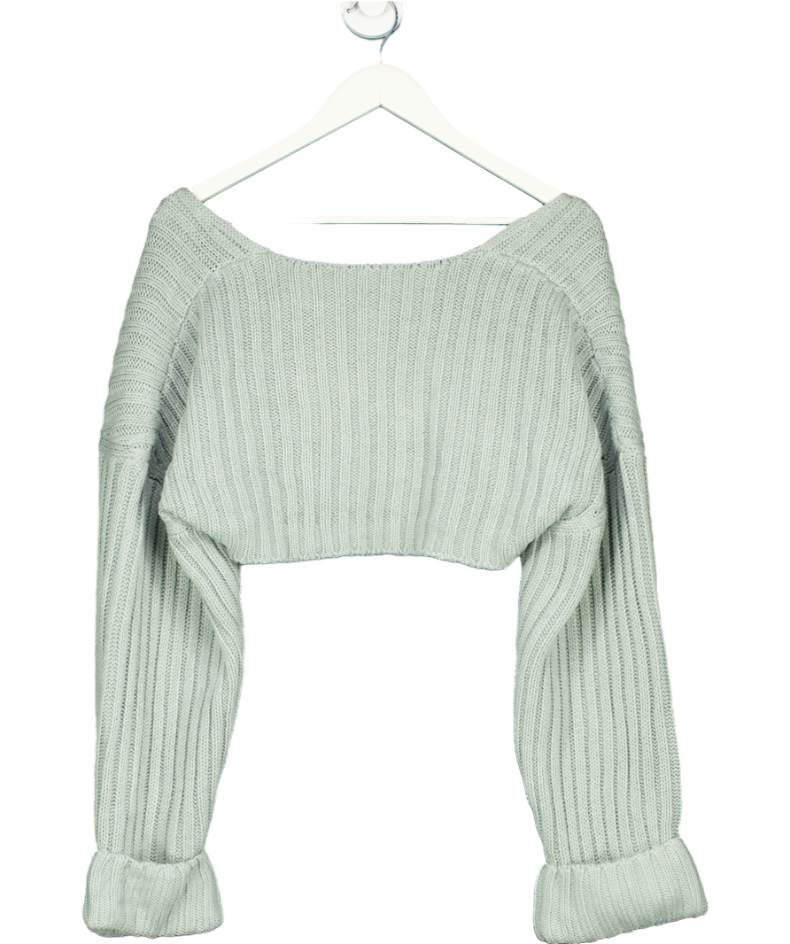 Bo&Tee Blue Oversized Chunky Knit Shrug In Dusty Teal UK S