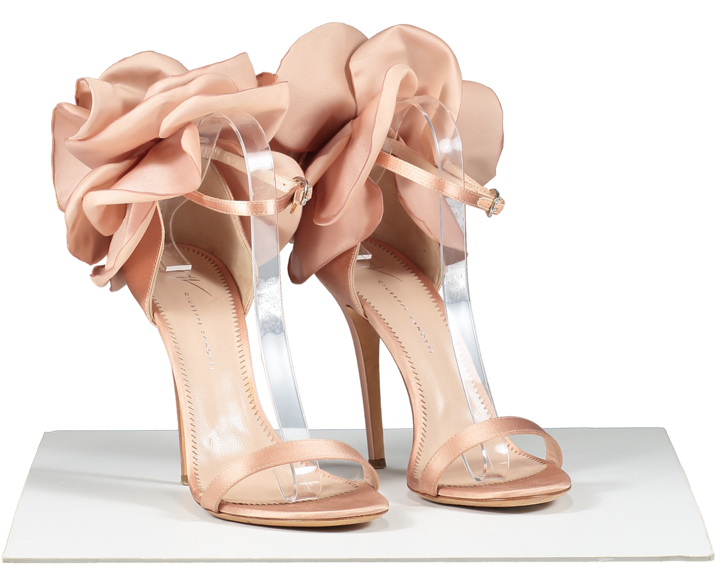 GIUSEPPE ZANOTTI Peony Pink Satin 115mm Heeled Sandals UK 6 EU 39 👠