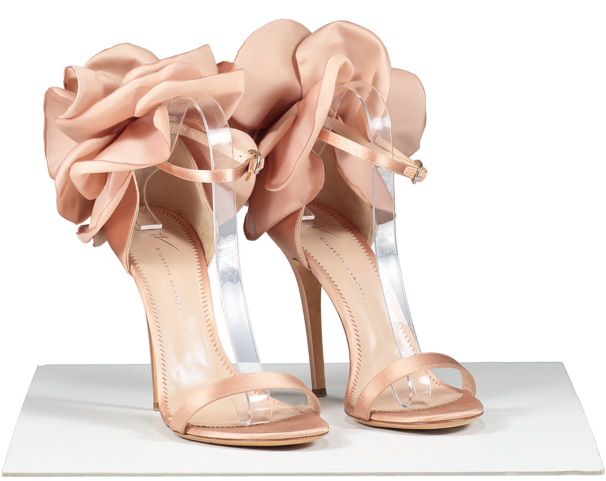 GIUSEPPE ZANOTTI Peony Pink Satin 115mm Heeled Sandals UK 6 EU 39 👠