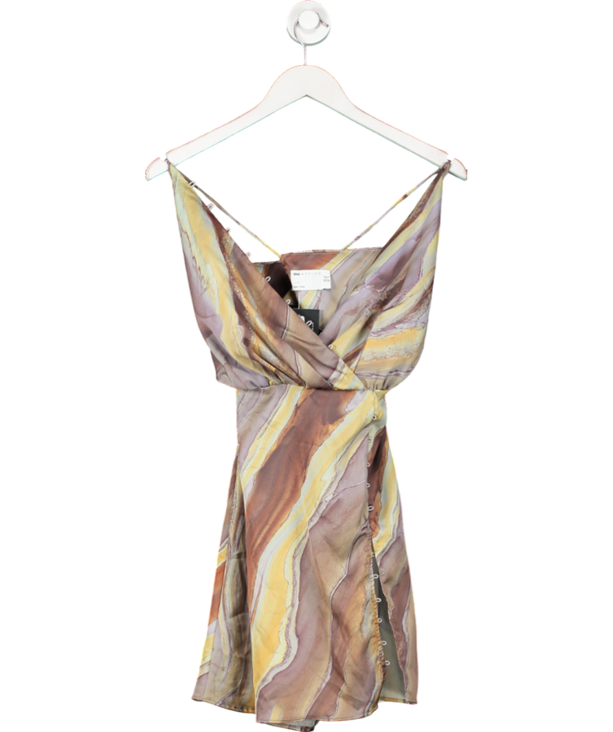 ASOS Multicoloured Printed Tie Back Mini Dress UK 6