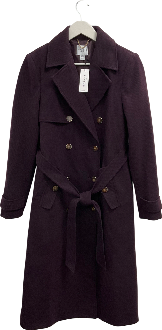 Wallis Purple Twill Trench Coat In Berry UK 10