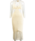 Capittana Cream Crochet Cut Out Midi Dress UK XS/S