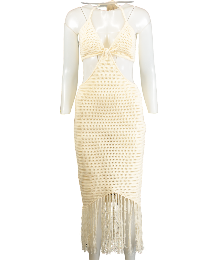 Capittana Cream Crochet Cut Out Midi Dress UK XS/S