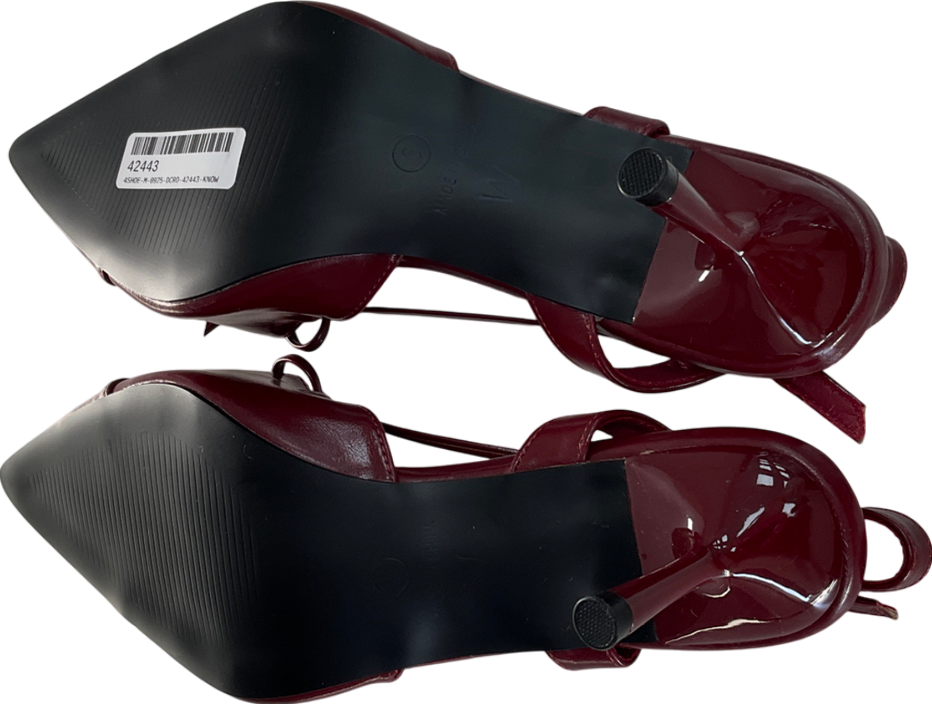 boohoo Red Wide Fit Bow Detail Toe Cap Slingback Pumps UK 6 EU 39 👠