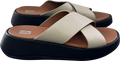 FitFlop Beige F-mode Leather Flatform Cross Slide Sandals UK 5 EU 38 👠