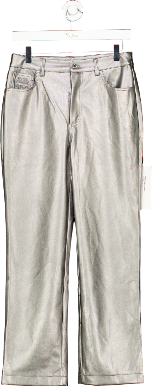 Never Fully Dressed Gunmetal Vegan Leather Trousers UK 10