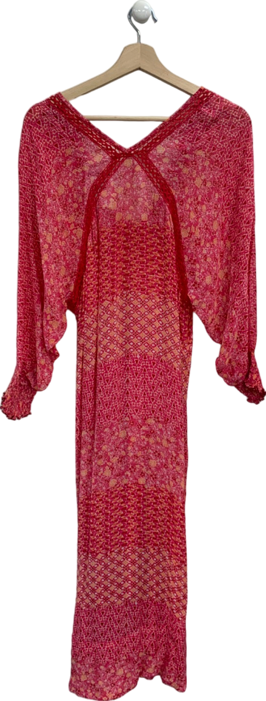 Poupette St Barth Red/Orange Floral Print Dress UK S