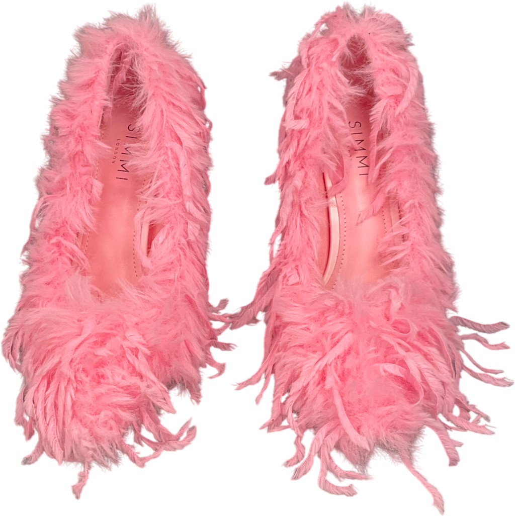 SIMMI Pink Faux Feathered Court Shoes UK 6 EU 39 👠