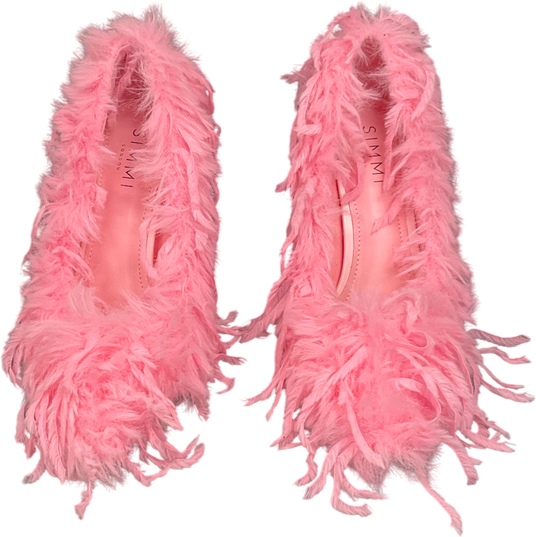SIMMI Pink Faux Feathered Court Shoes UK 6 EU 39 👠