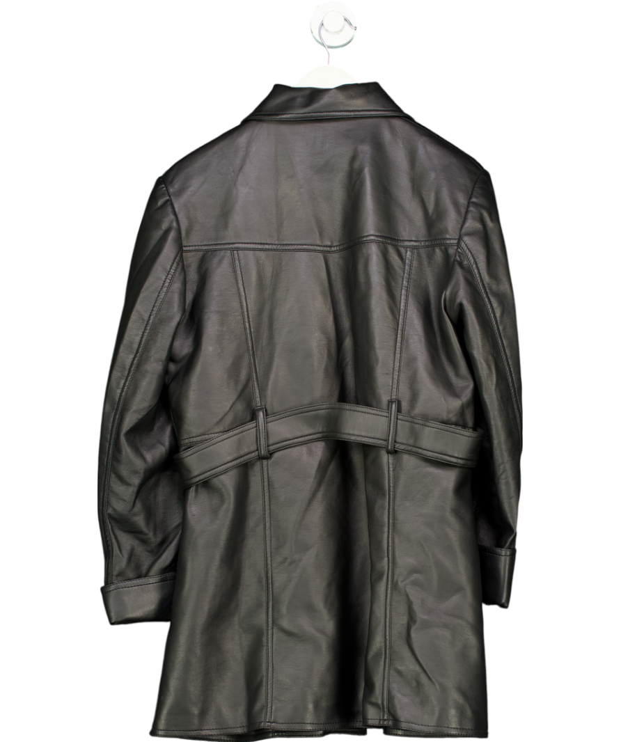 RAAM Black Faux Leather Jacket Tie Wasit UK 12