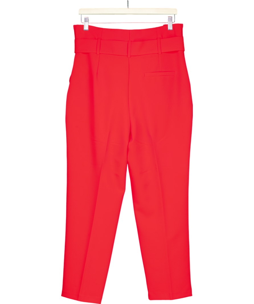 Topshop Red Tapered Leg Belted Trousers UK 14