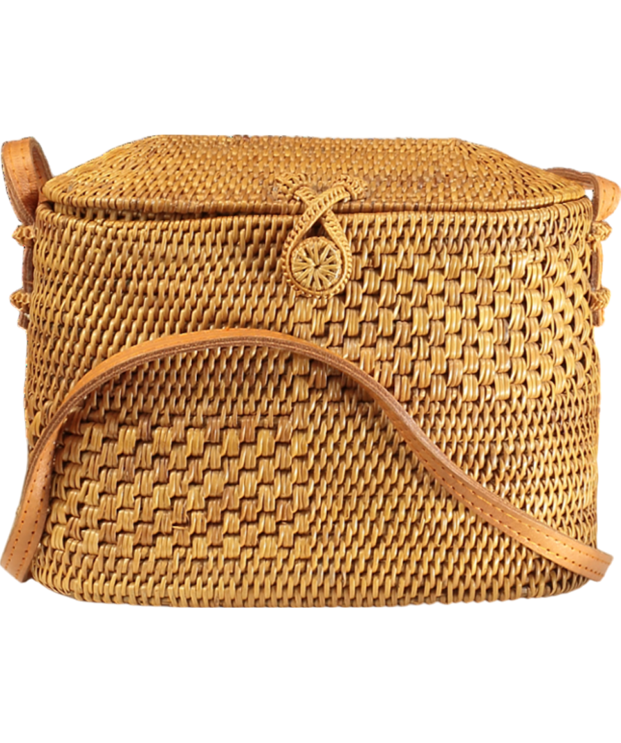 Brown Small Raffia Basket Bag