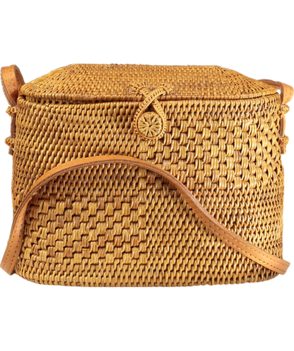 Brown Small Raffia Basket Bag