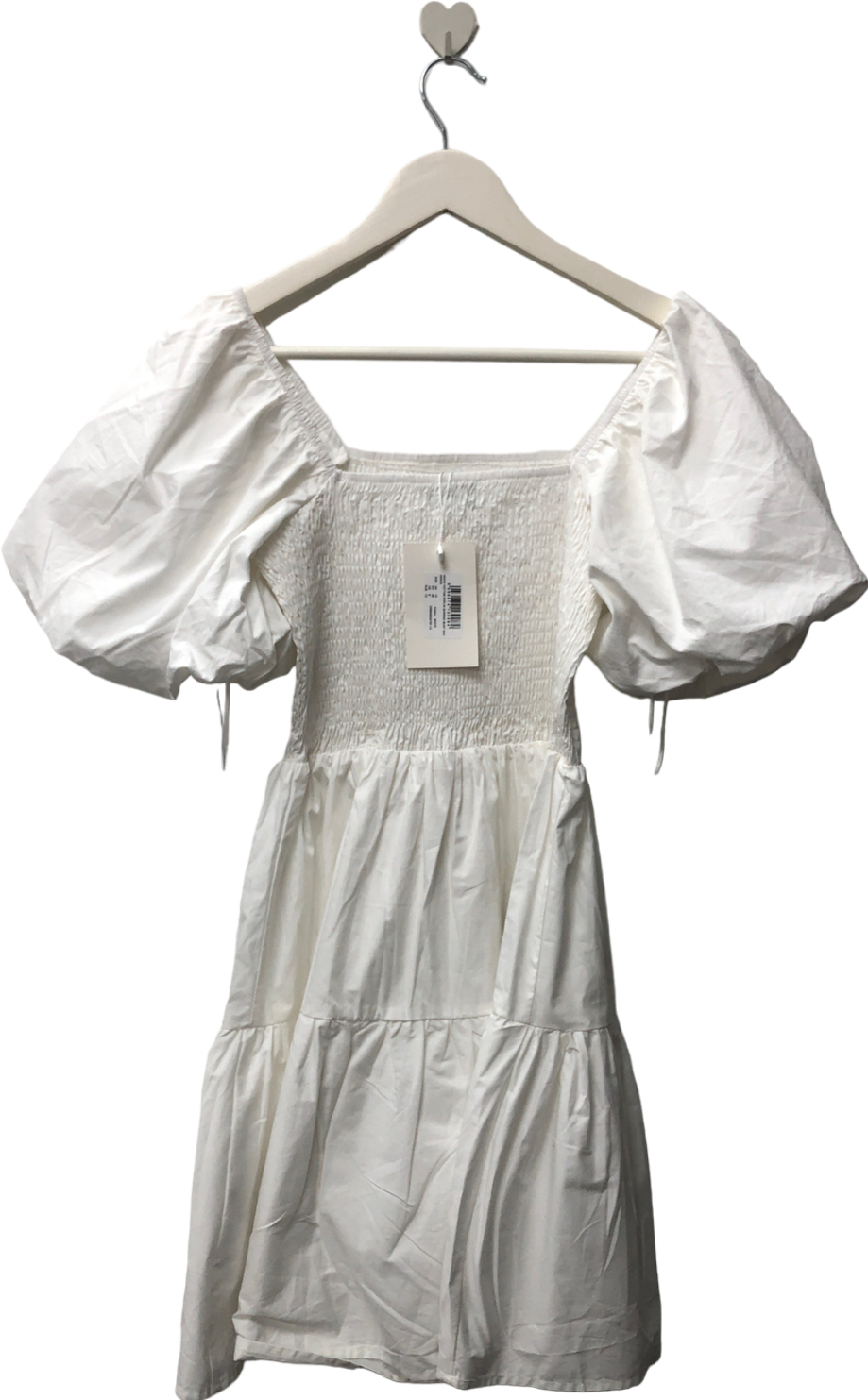 In The Style Poplin Milkmaid Balloon Sleeve Playsuit With Lace Neck Detail In White UK 12