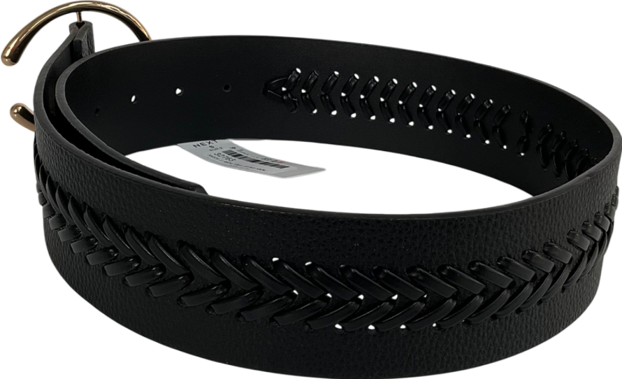 Next Black Plait Detail Wide Belt UK S