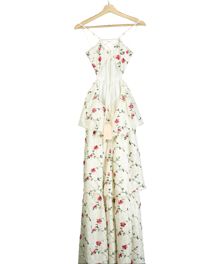 ALB Anne Louise White Ivory Rose Dress UK 8