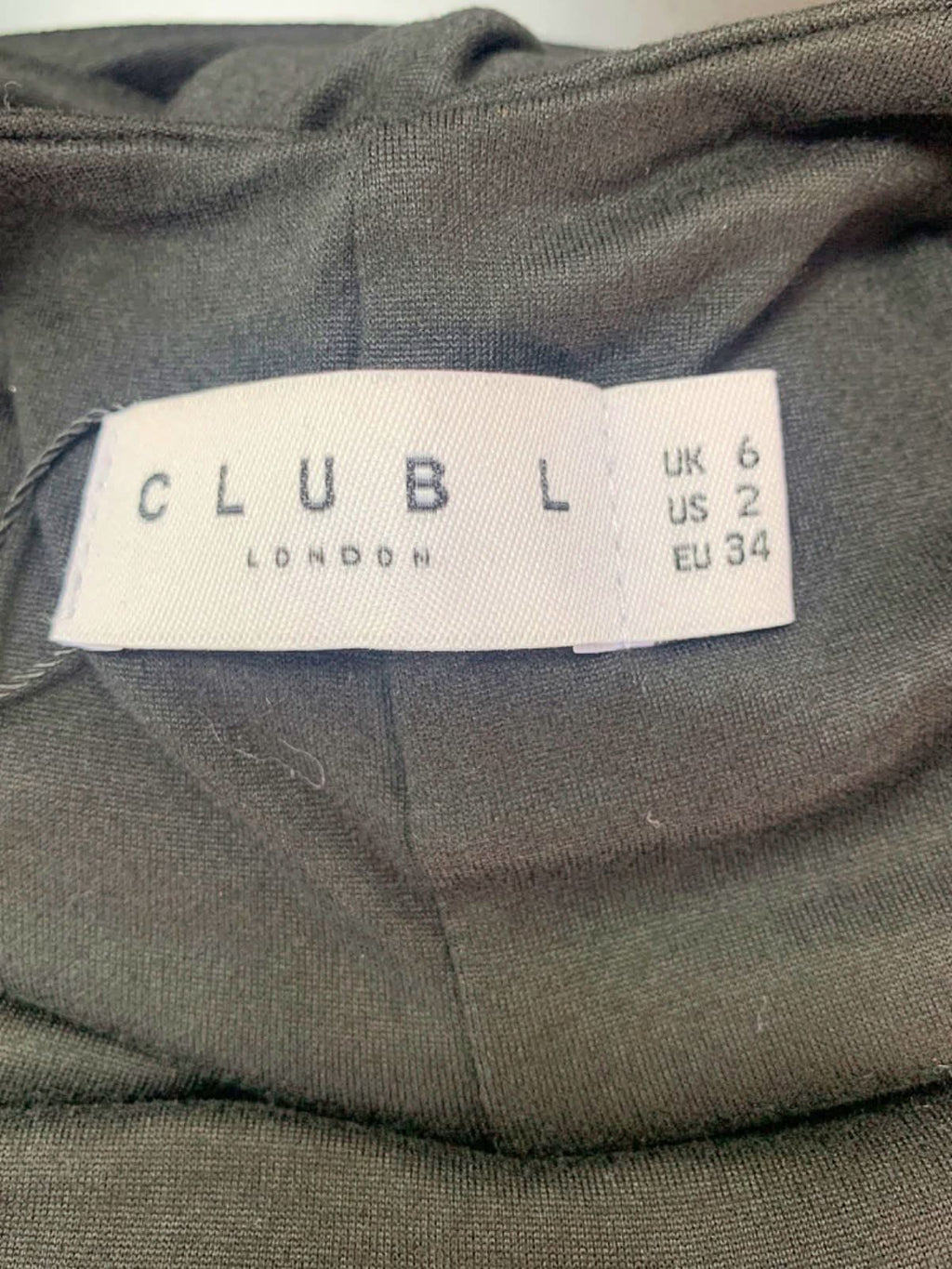 Club L London Black Bardot Tie Back Bodycon Midi Dress UK 6