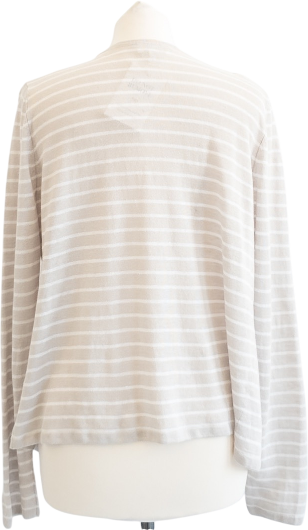 THE WHITE COMPANY Light Grey Linen Knit Waterfall Cardigan UK 14