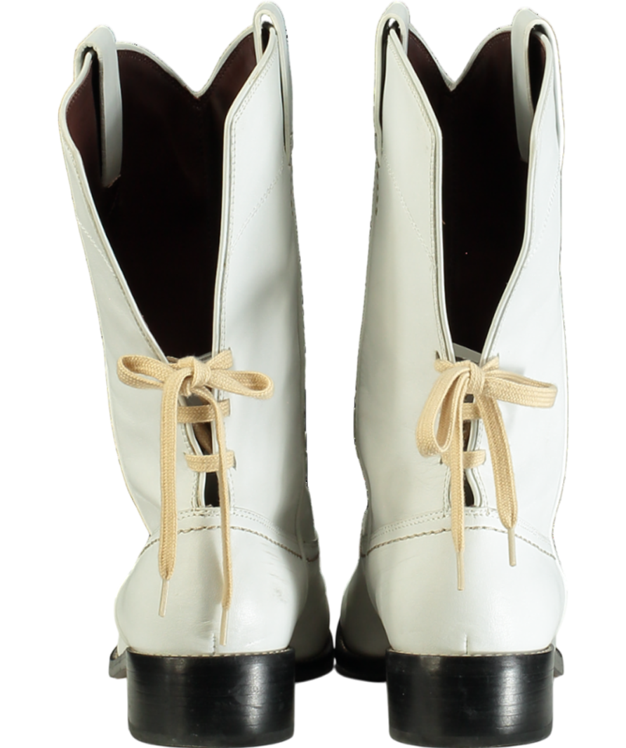 See by Chloé White Leather Western Style Boots Mid Calf UK 8 EU 41 👠