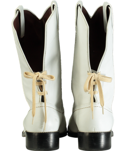 See by Chloé White Leather Western Style Boots Mid Calf UK 8 EU 41 👠