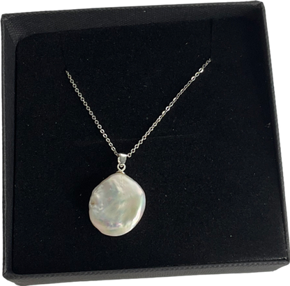 925 Sterling Silver necklace with Natural pearl pendant