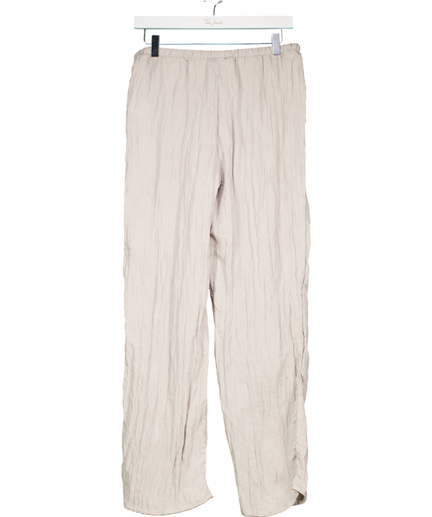 H&M Grey Low Rise Linen-blend Trousers UK M