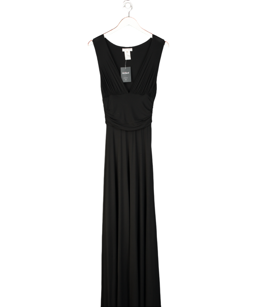 Celine Black Ruched Maxi Dress UK 10