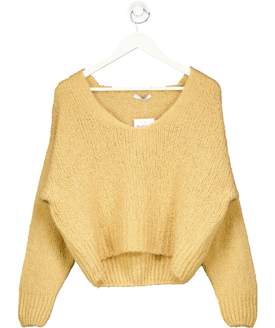 Lumina Beige Slouchy V-neck Mohair Blend Sweater