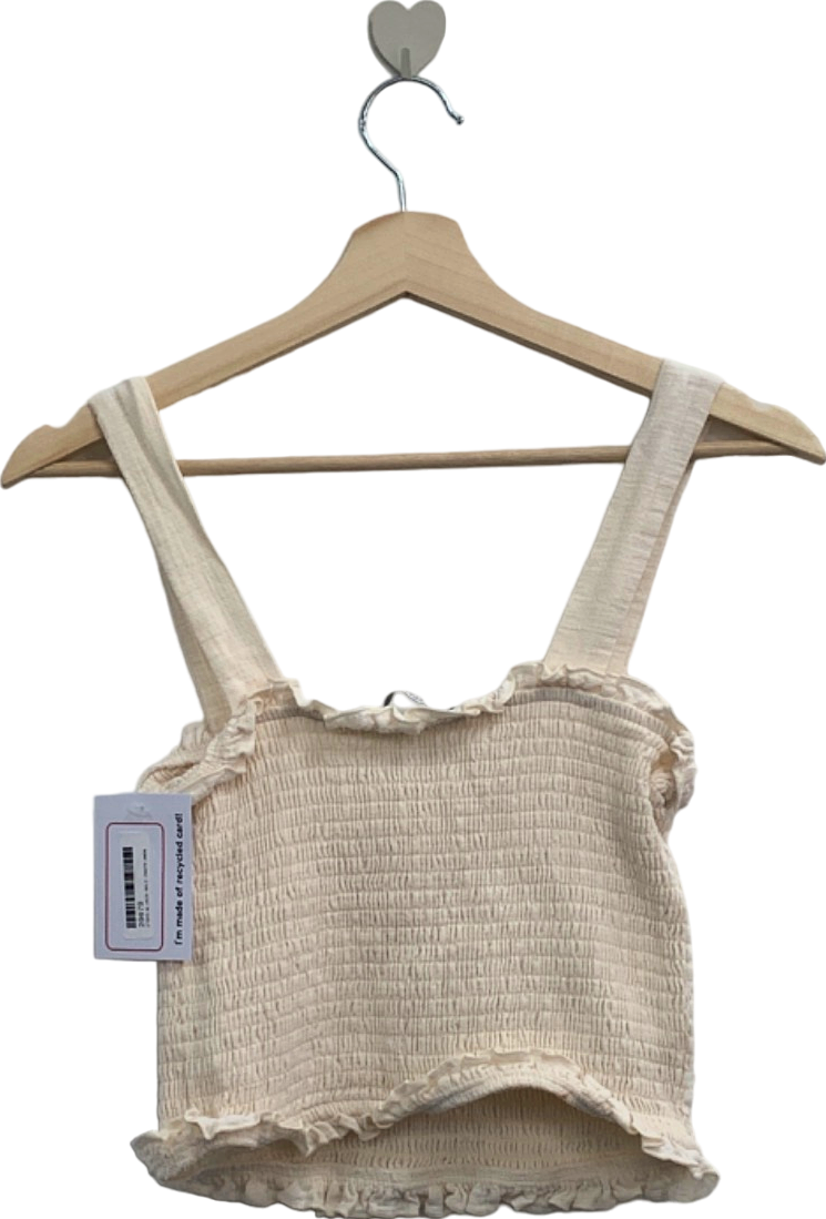 Michelle Keegan Cream Smocked Crop Top UK 10