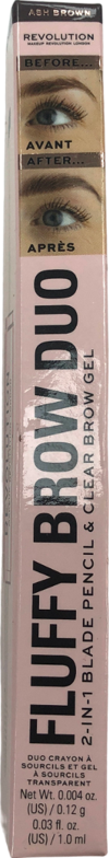Revolution Fluffy Brow Duo 2in1 Blade Pencil & Clear Brow Gel Ash Brown 0.12g