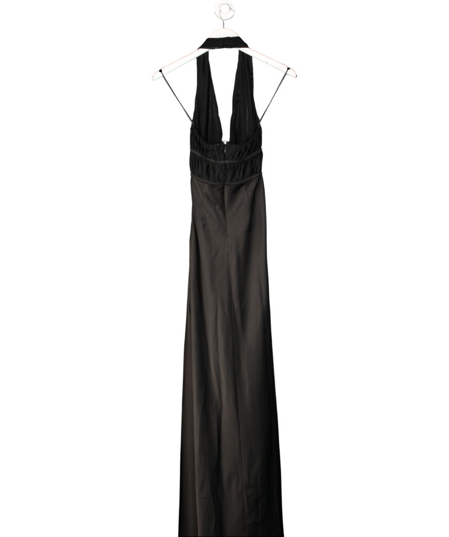 Misha Black Celine Satin Maxi Halterneck Dress UK XS