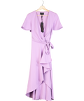 Phase Eight Lilac Julissa Ruffle Wrap Midi Dress UK 10