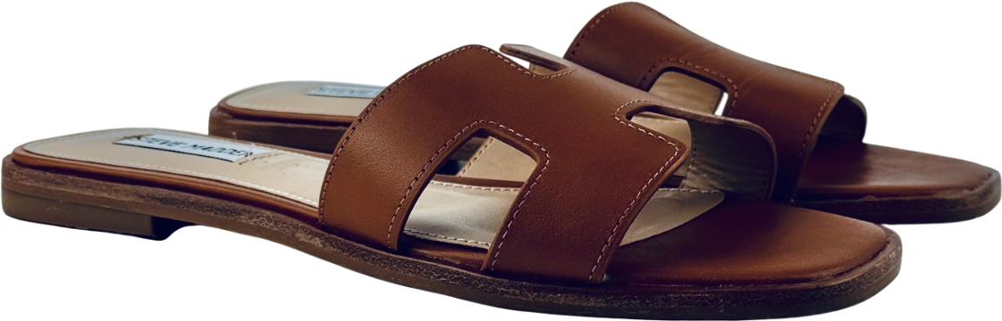 STEVE MADDEN Cognac Brown Leather Haydn "h" Sandals Us7.5 UK 5.5 EU 38.5 👠