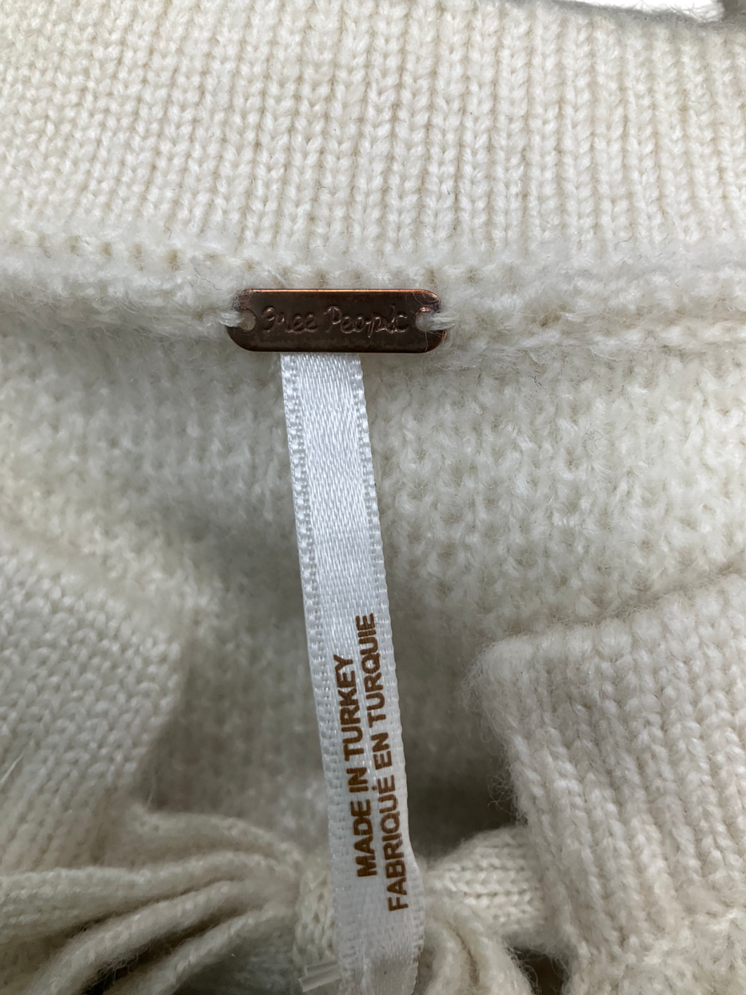 Free People Cream Knitted Tie Front Cardigan UK S