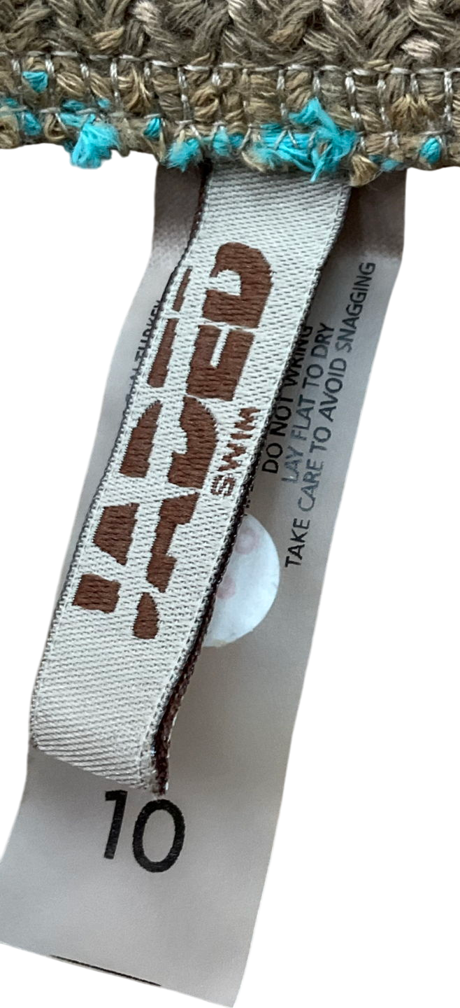 Jaded London Brown Allure Striped Knit Micro Triangle Bikini Top & Allure Striped Knit Micro Bikini Bottoms UK S/M