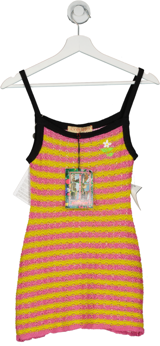 cormio Multicoloured Vanessa Embroidered Linen-blend Mini Dress Pink And Yellow UK XS