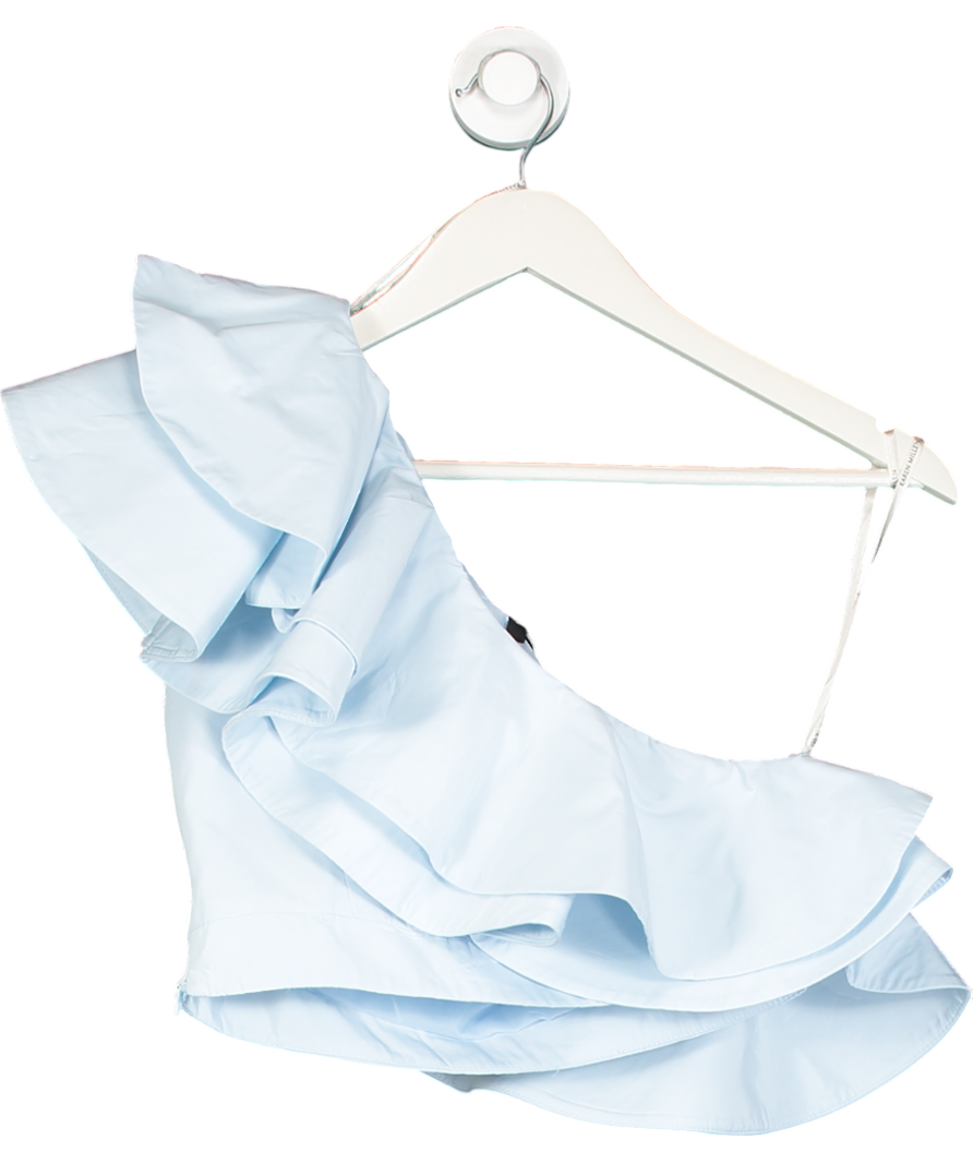 Karen Millen Blue X Lydia Millen Taffeta One Shoulder Frill Top UK 6